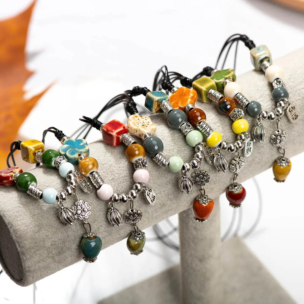 Gorgeous Ceramic Vintage Beads Necklace