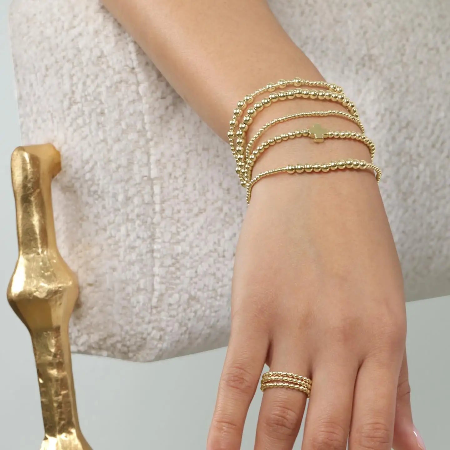 Gorgeous Gold Copper Cross Beads Bracelets