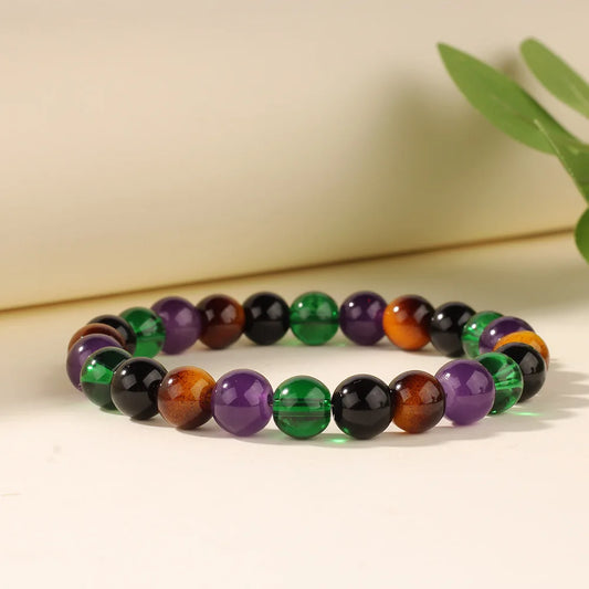 Royal Premium Attraction Black Green & Purple stone bead bracelet