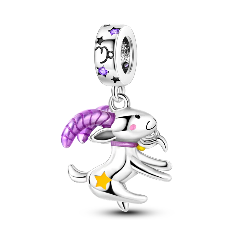 Zodiac Constellation Months Round Birthstone Charm Beads