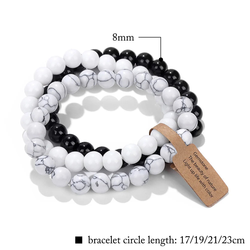 Grainy Gravel Marble Natural Stone Bracelet Sets