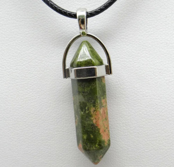 Natural Stone Crystal Hexagonal Pendant Necklace