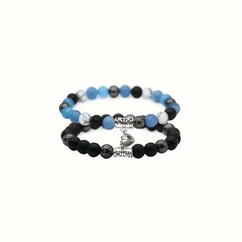 Heart To Heart Natural Stone Bullet Crystal Necklace & Bracelet