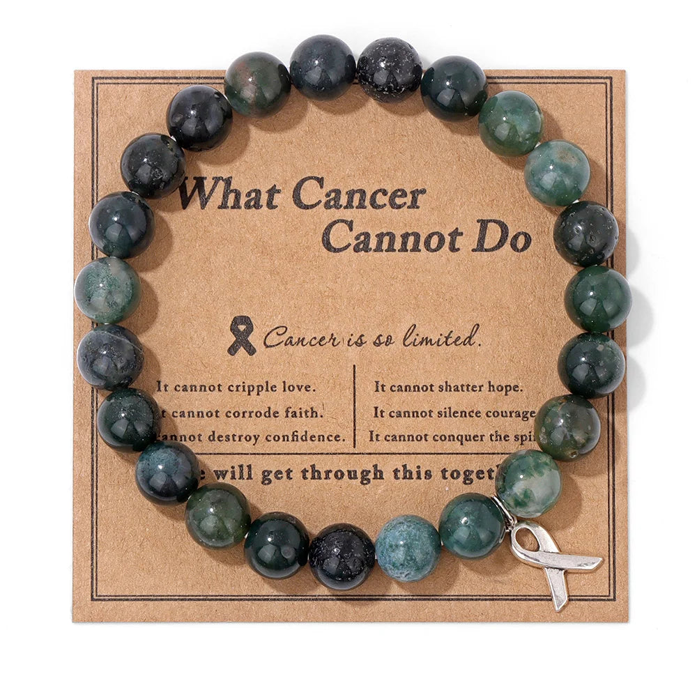 Beautiful Pink Ribbon Charm Breast Cancer Awareness Beads Bracelets