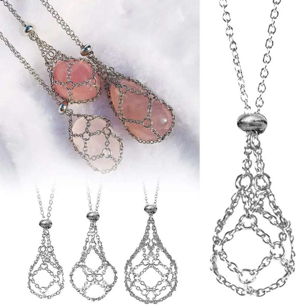 Interchangeable Crystal Holder Cage Necklace