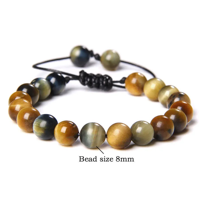 Cool Royal 5 Star Natural Stone Tiger Eye Beaded Bracelets