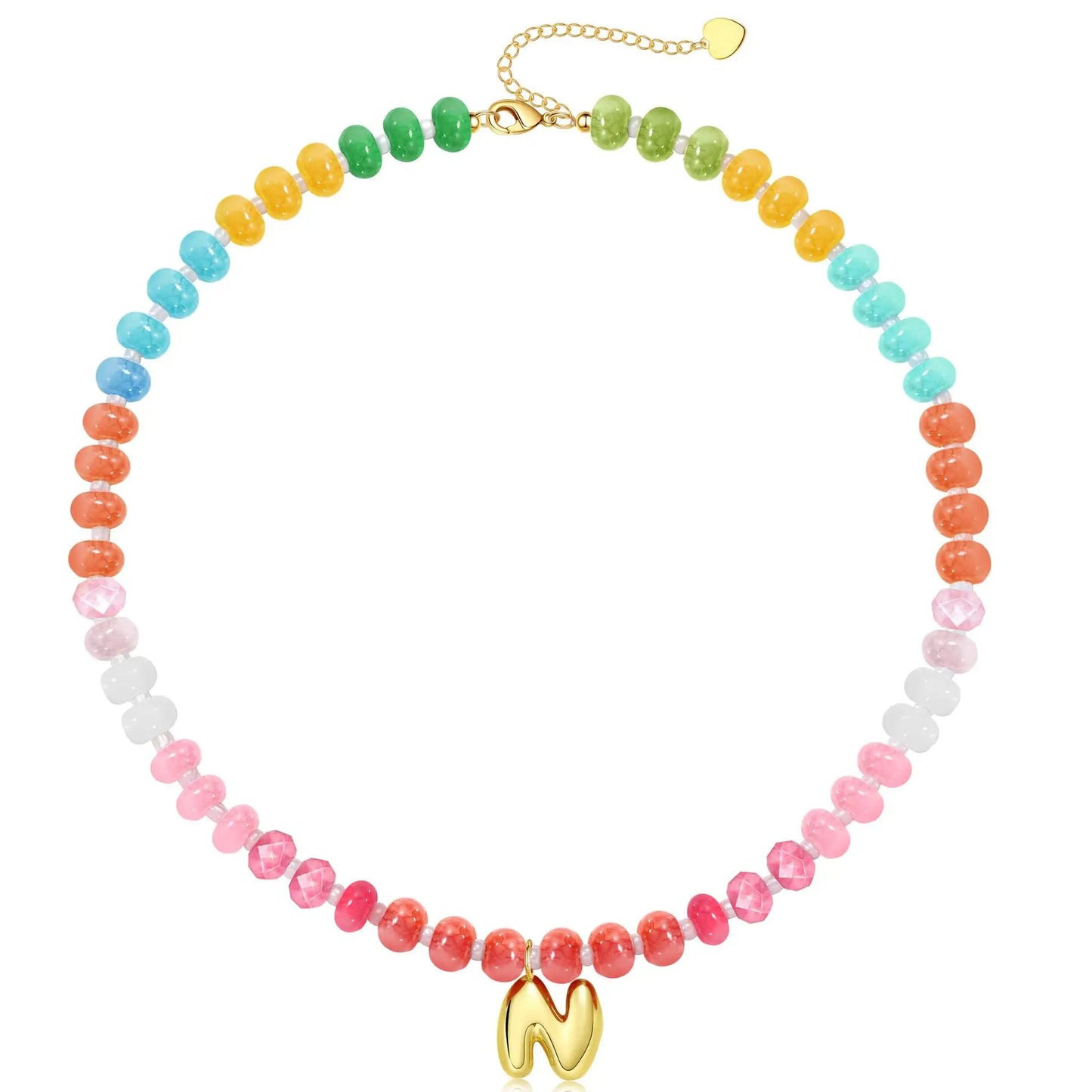 Passion Fruit Colorful Initial Natural Stone Necklaces