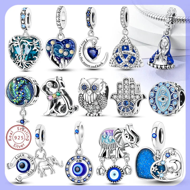 Empress Blue Platinum Pendant Charms Beads
