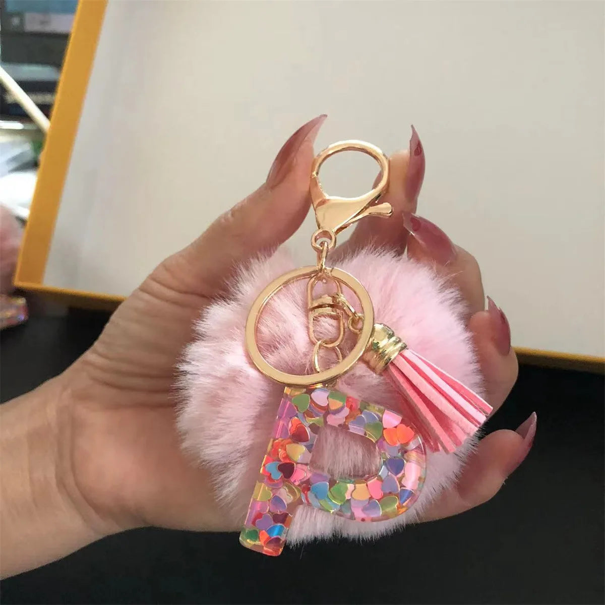 Pretty Pink Initials Alphabet Keychain Pendant
