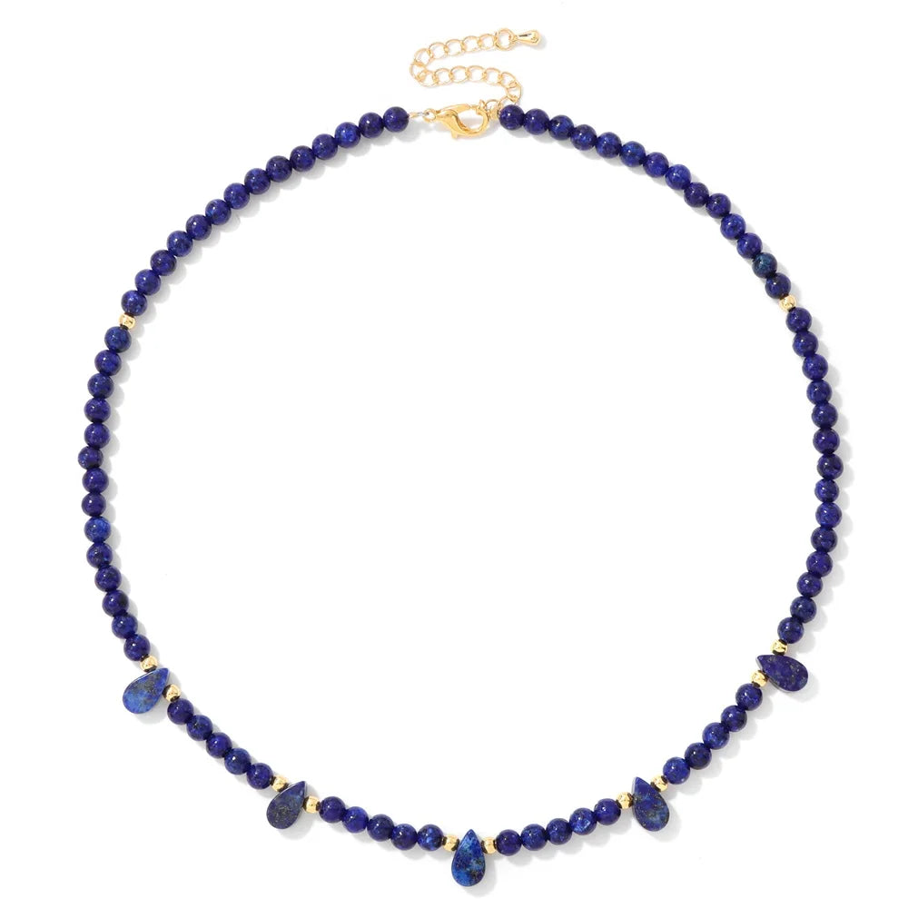 Tear Drop Crystal Colorful Natural Stone Necklace