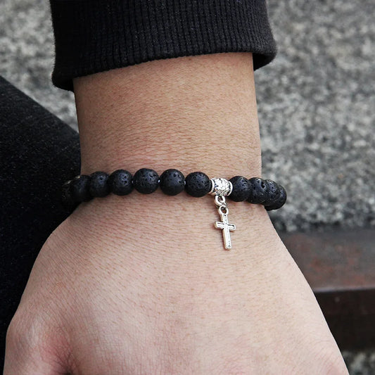 Cross Protection Pendant Bracelet Natural Stone Bracelets