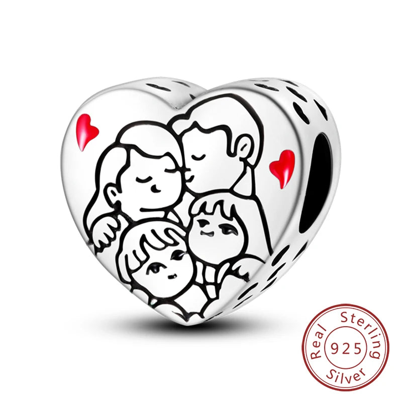 Gorgeous Heart Beat Family Charm Pendants