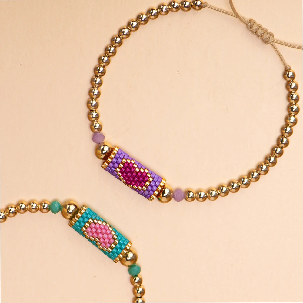 Healing Cooper Heart Beads Bracelet