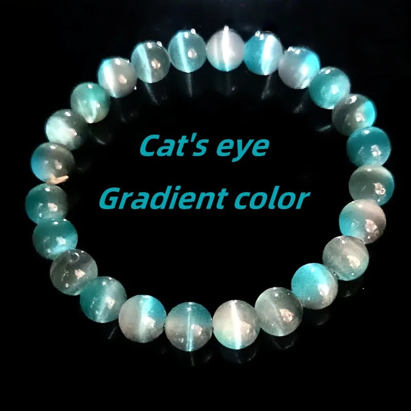 Soft Moon Light Blue Gradient Cat Eye Stone Bracelet