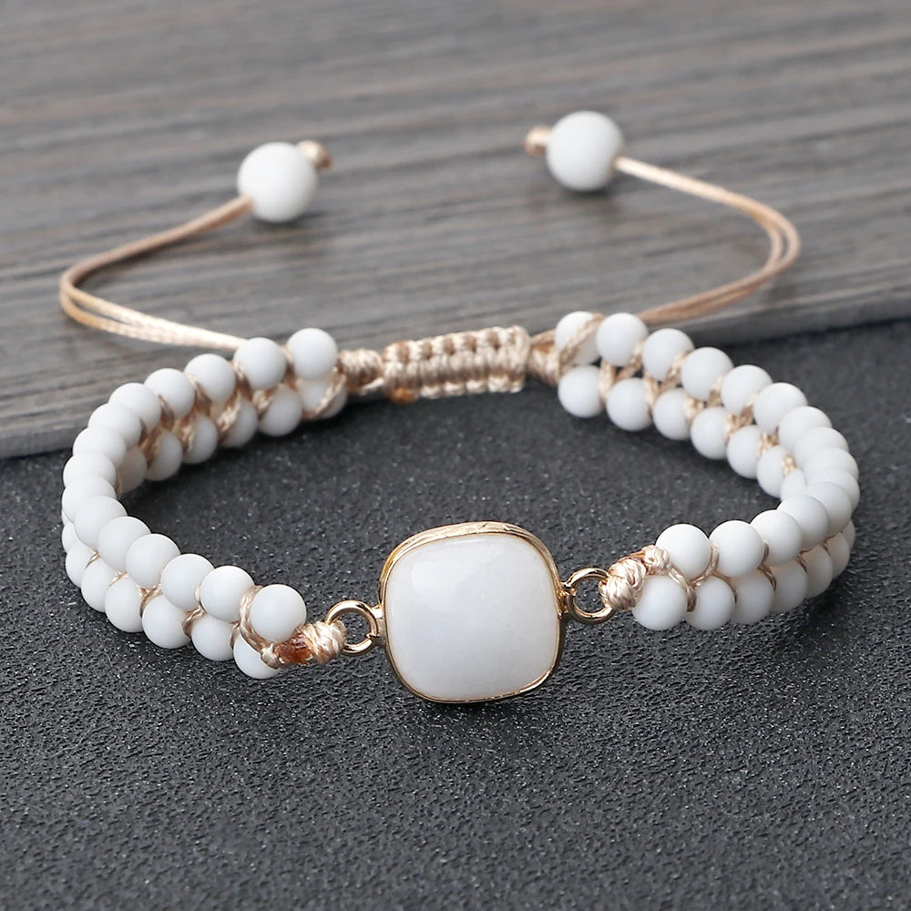 Pure White Natural Howlite Stone Bracelets