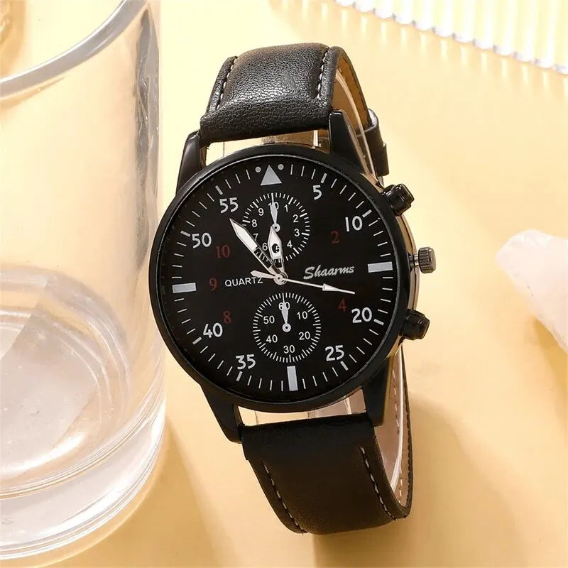 Luxury Leather 5PCS Quartz Wristwatch Set
