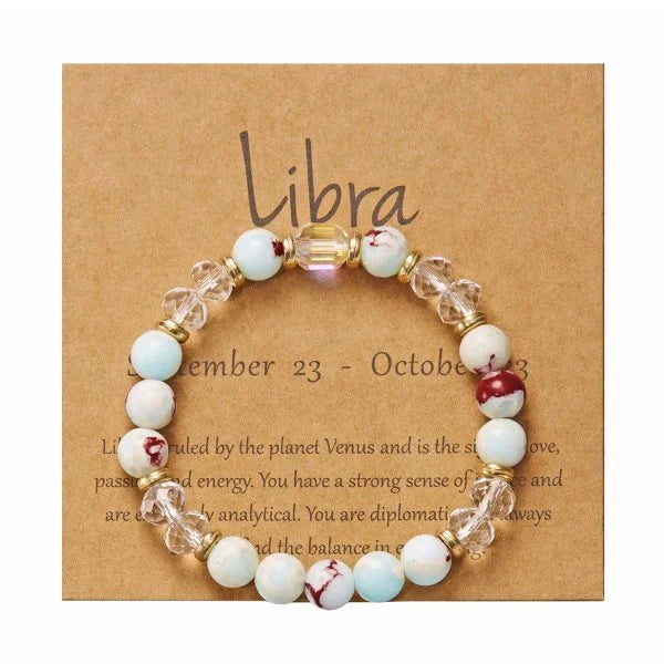 Gorgeous Glass 12 Zodiac Crystal Beaded Bracelet