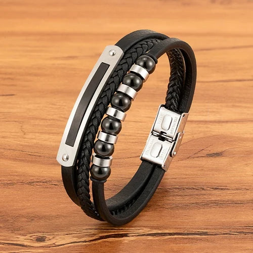 Magnetic Snap Charm Leather Bracelets
