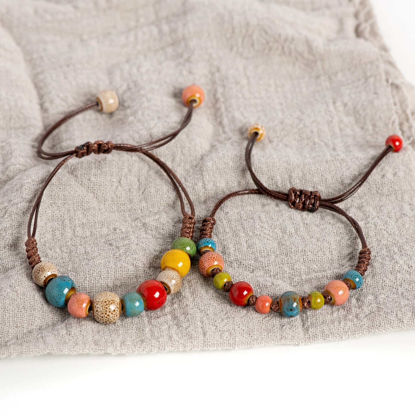 Beautiful Bohemian Spotted Ceramic Bead Bracelet