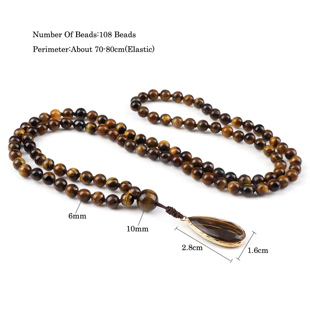 Vintage Natural Stone Drop Pendant Necklace