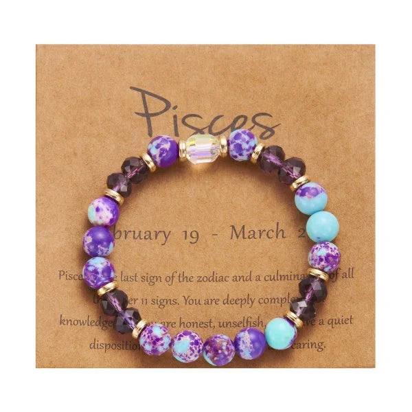 Gorgeous Glass 12 Zodiac Crystal Beaded Bracelet