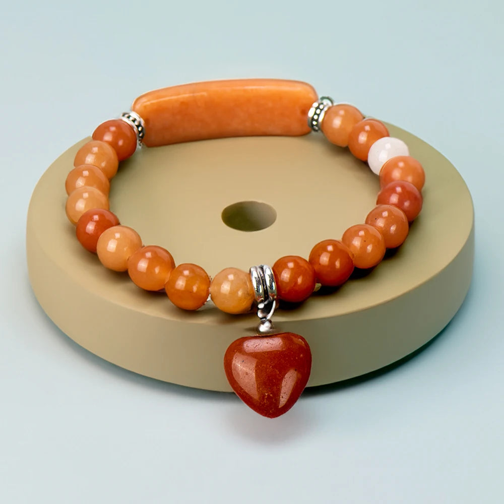 Italian Moonstone Heart Charm Crystal Bracelets