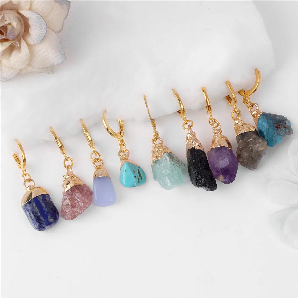Natural Irregular Raw Stone Earrings & Necklace Sets