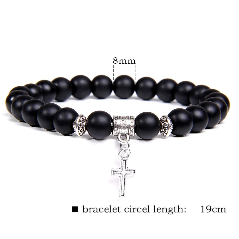 Cross Protection Pendant Bracelet Natural Stone Bracelets