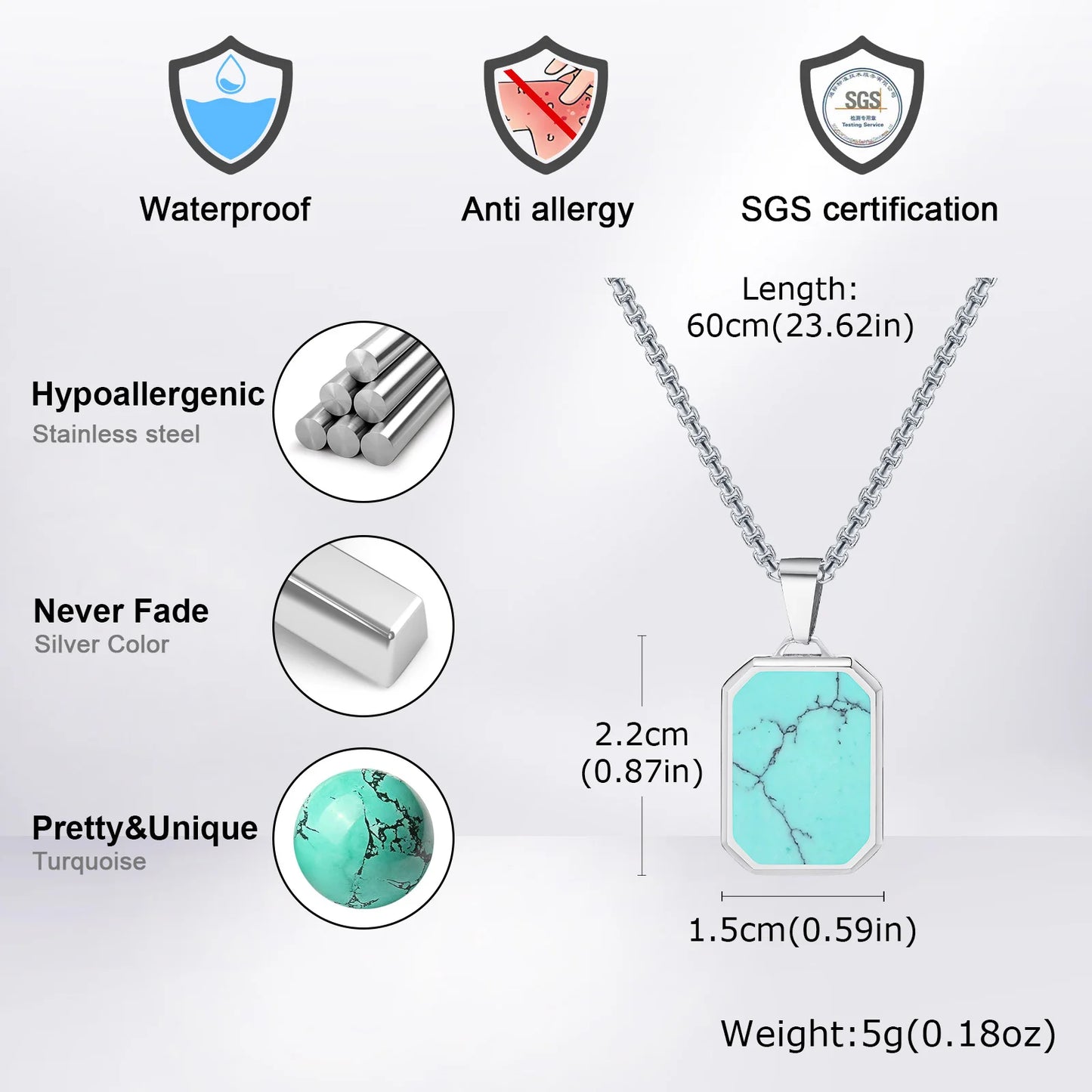 Natural Stone Protection Pendant Square Necklaces