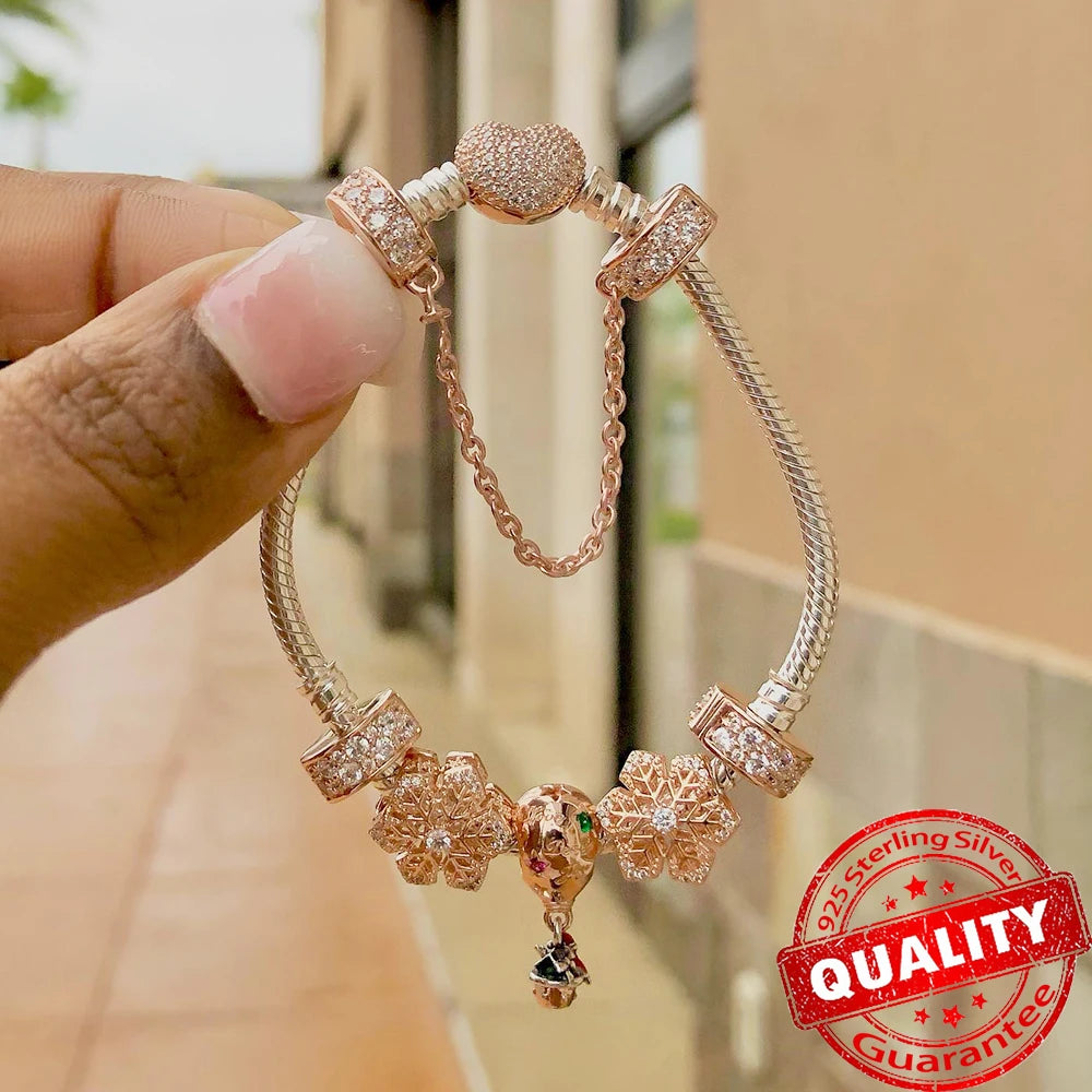 Rose Cherry Blossom Copper Sparkling Medallion Dangle Charms