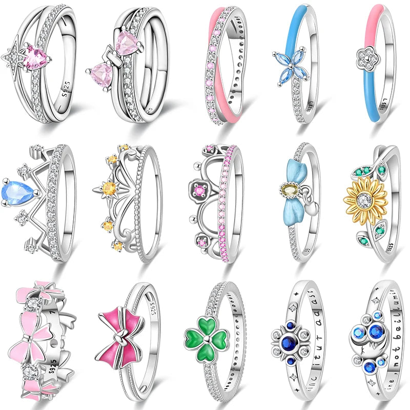 Floral Heart-Shaped Crown Rings