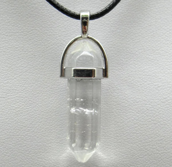 Natural Stone Crystal Hexagonal Pendant Necklace