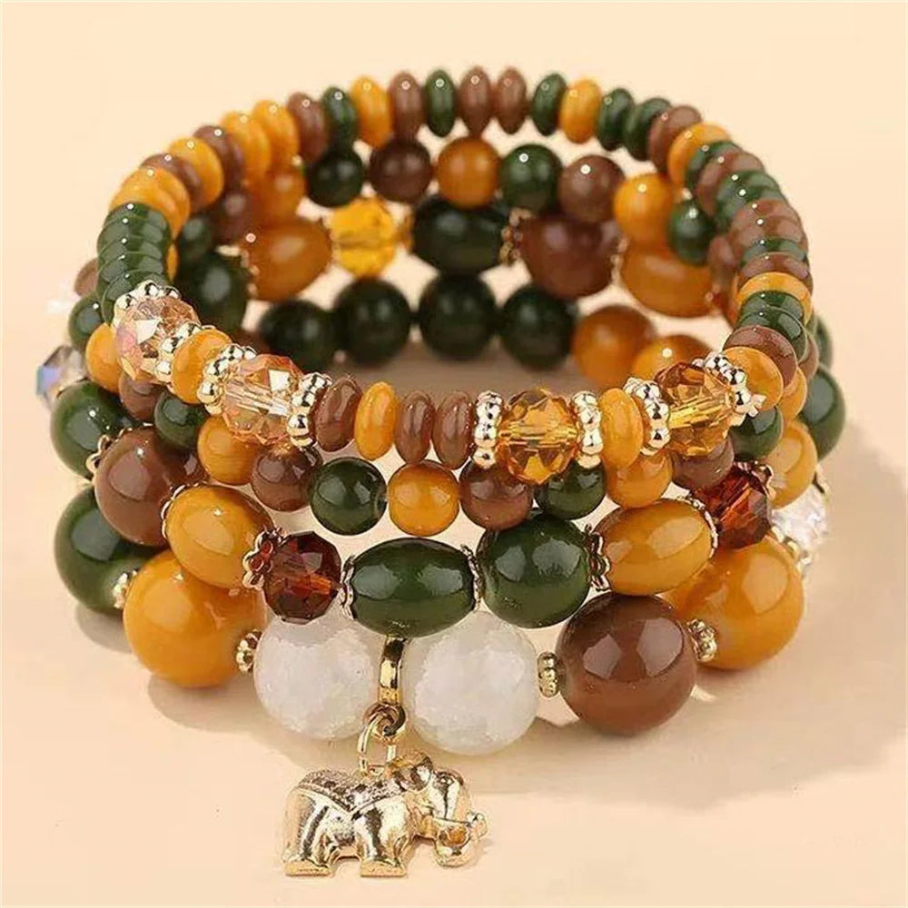 Good Luck Elephant Crystal Beads Bracelet