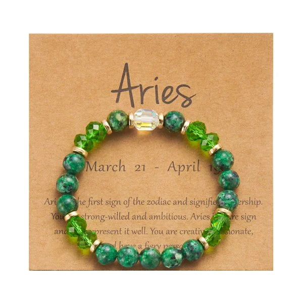 Gorgeous Glass 12 Zodiac Crystal Beaded Bracelet