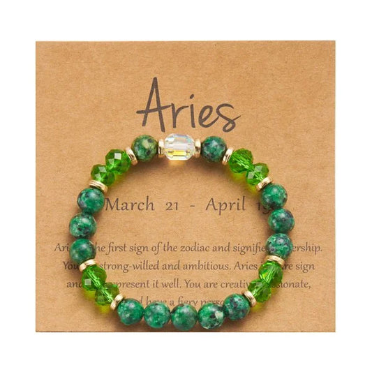 Gorgeous Glass 12 Zodiac Crystal Beaded Bracelet