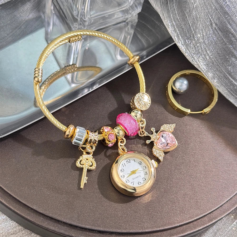 Cross Border Gold Charmed Bracelet Watch
