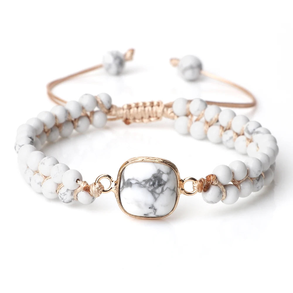 Pure White Natural Howlite Stone Bracelets