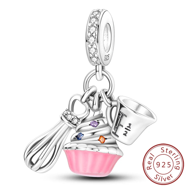 Splash Pink & Silver Pendant Charms