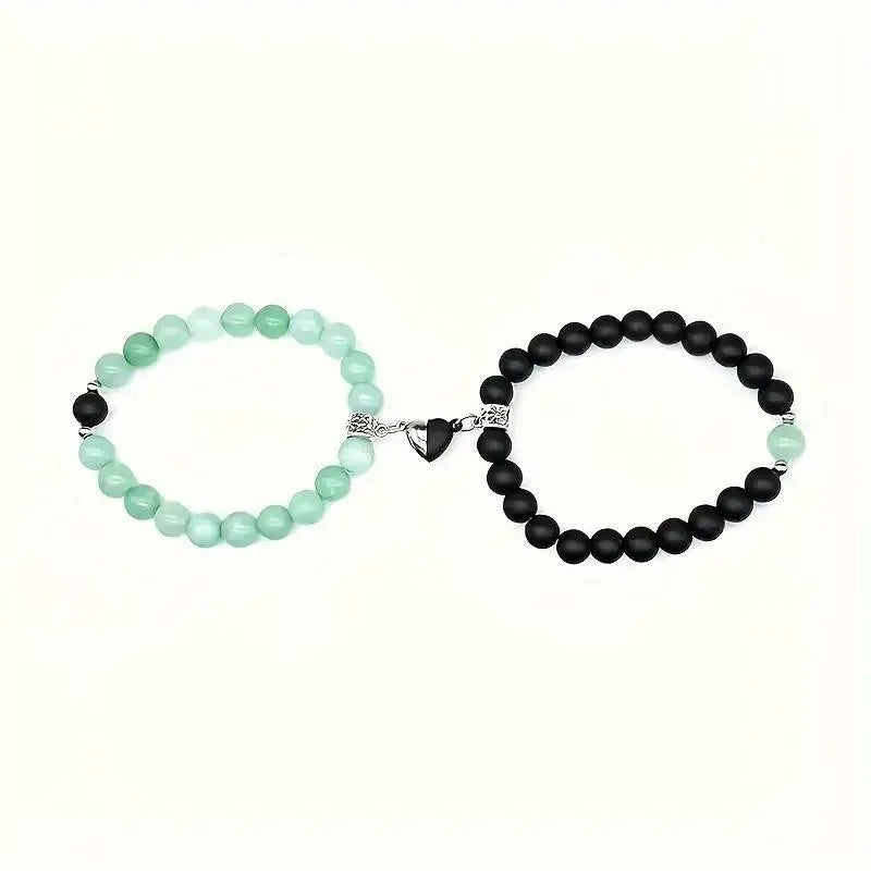 Heart To Heart Natural Stone Bullet Crystal Necklace & Bracelet