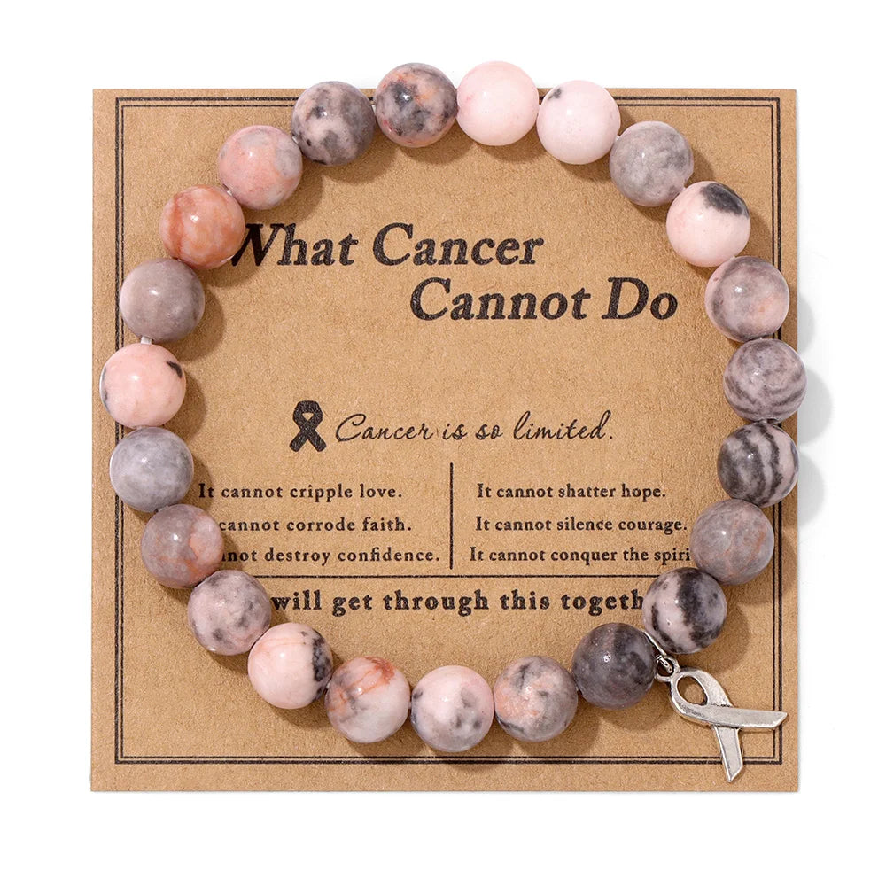 Beautiful Pink Ribbon Charm Breast Cancer Awareness Beads Bracelets