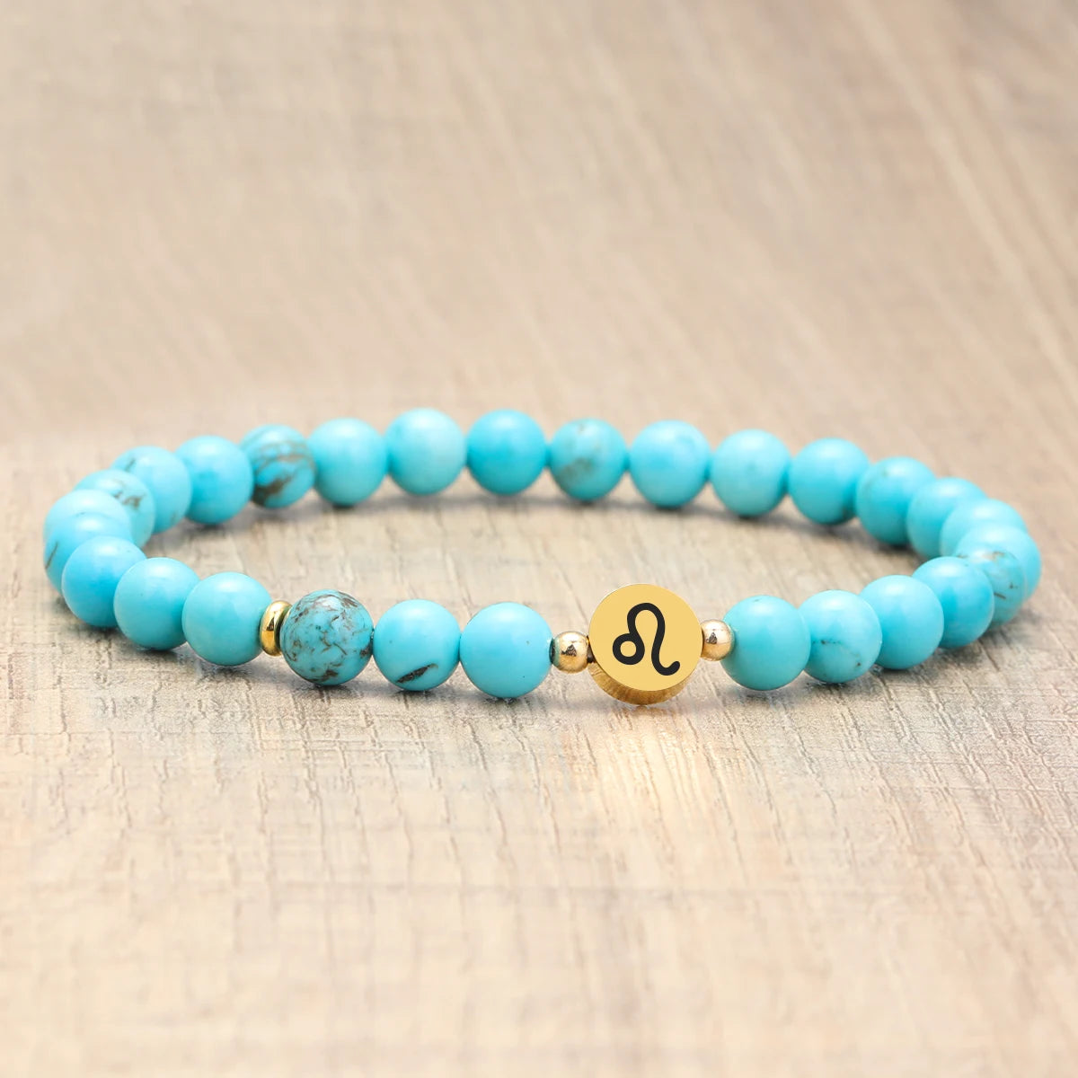 Natural Stone Blue Turquoise 12 Zodiac Bracelets