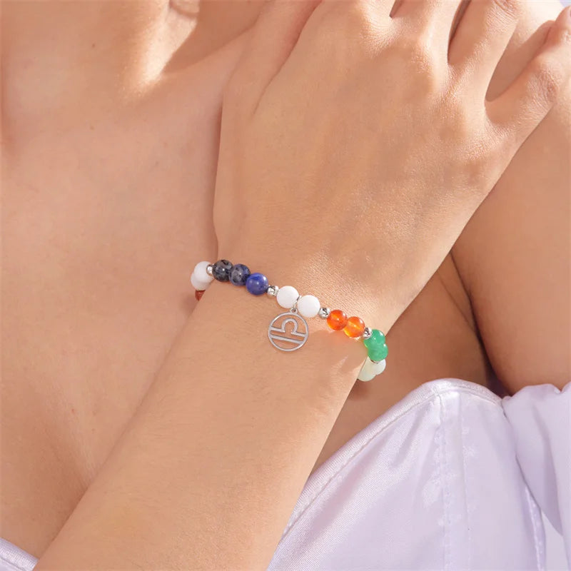 Colorful 12 Constellation Natural Stone Beaded Bracelets
