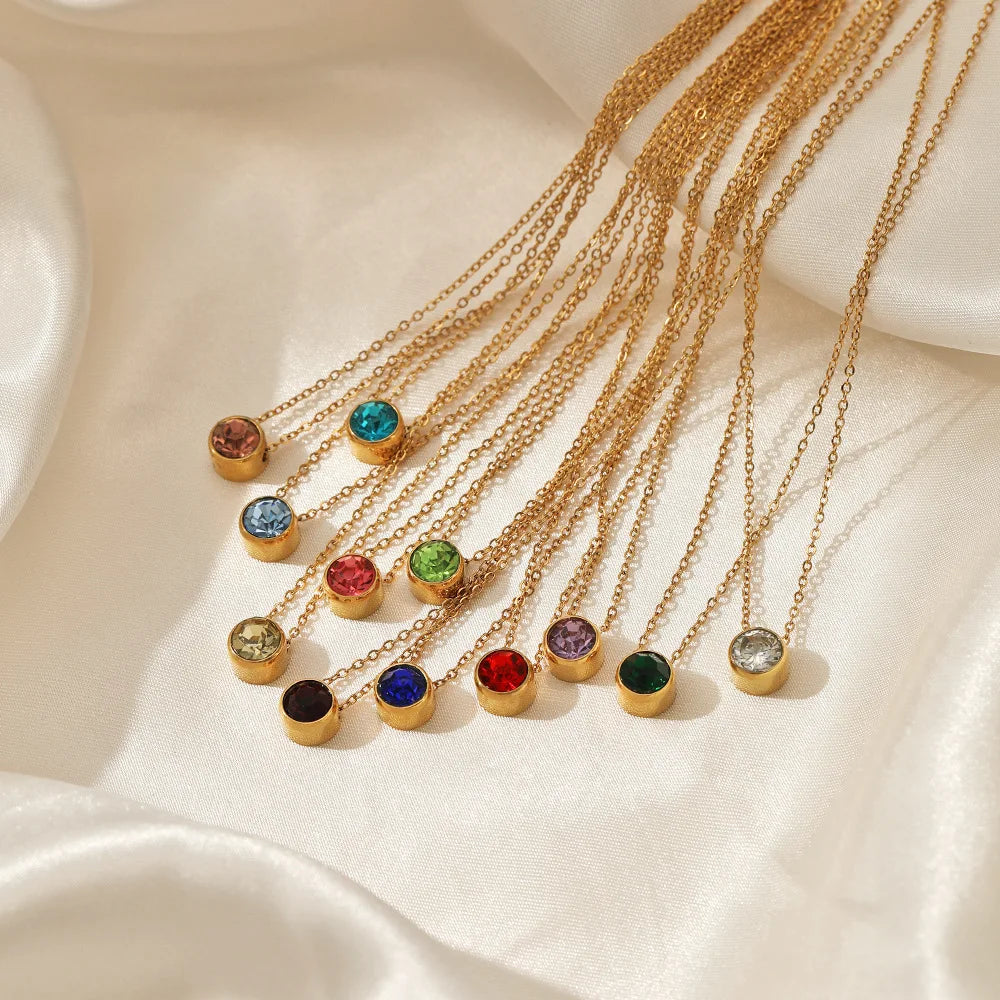 Gold Birthstone Pendant Necklaces