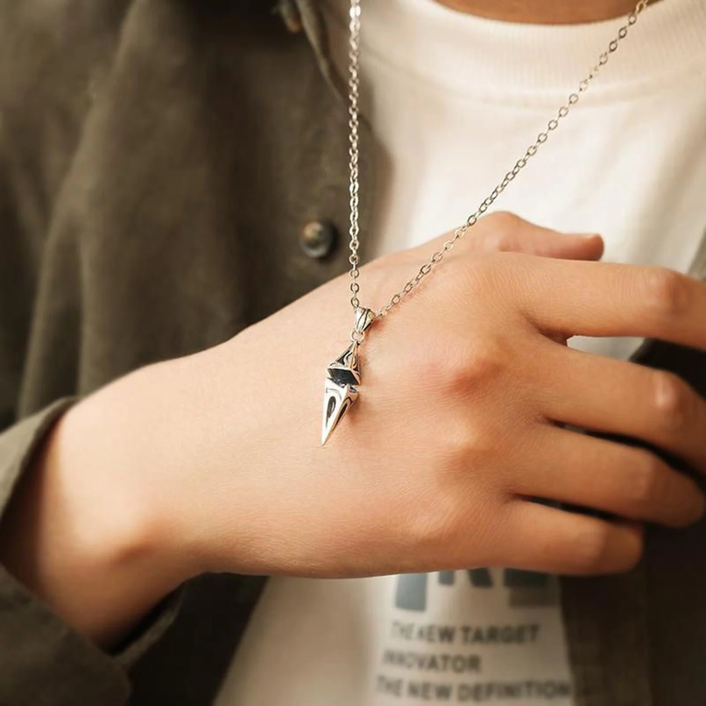 Blue Stone Stainless Steel Pendant Collar Necklaces