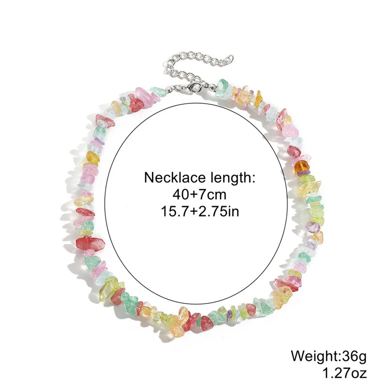 Elegant Colorful Chip Stone Choker Necklace