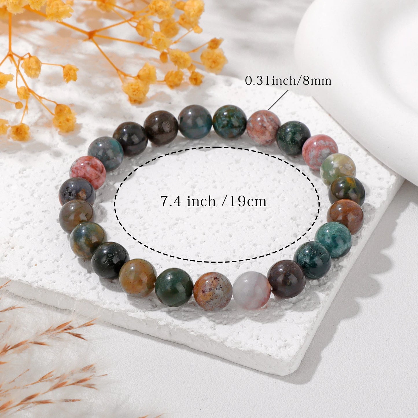 Polished Natural Indian Agates Stone Bracelets with Card