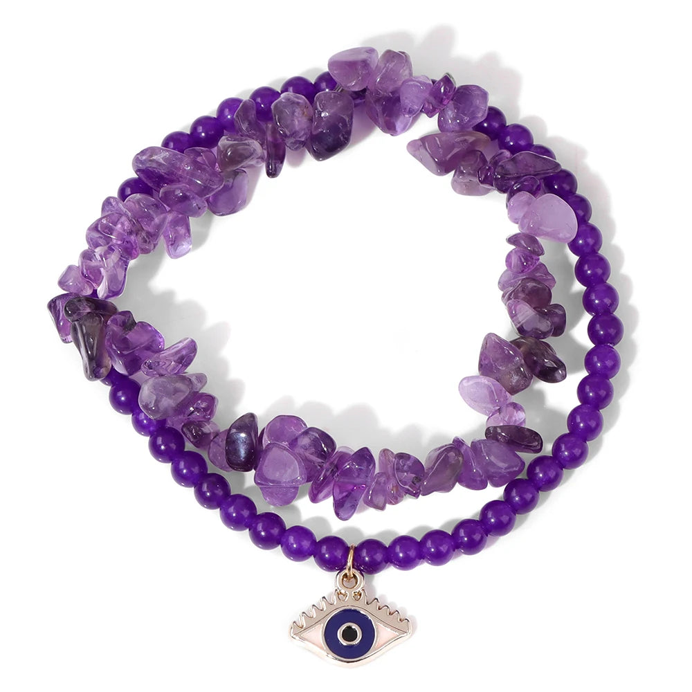 Natural Amethysts Charm Bracelet Series