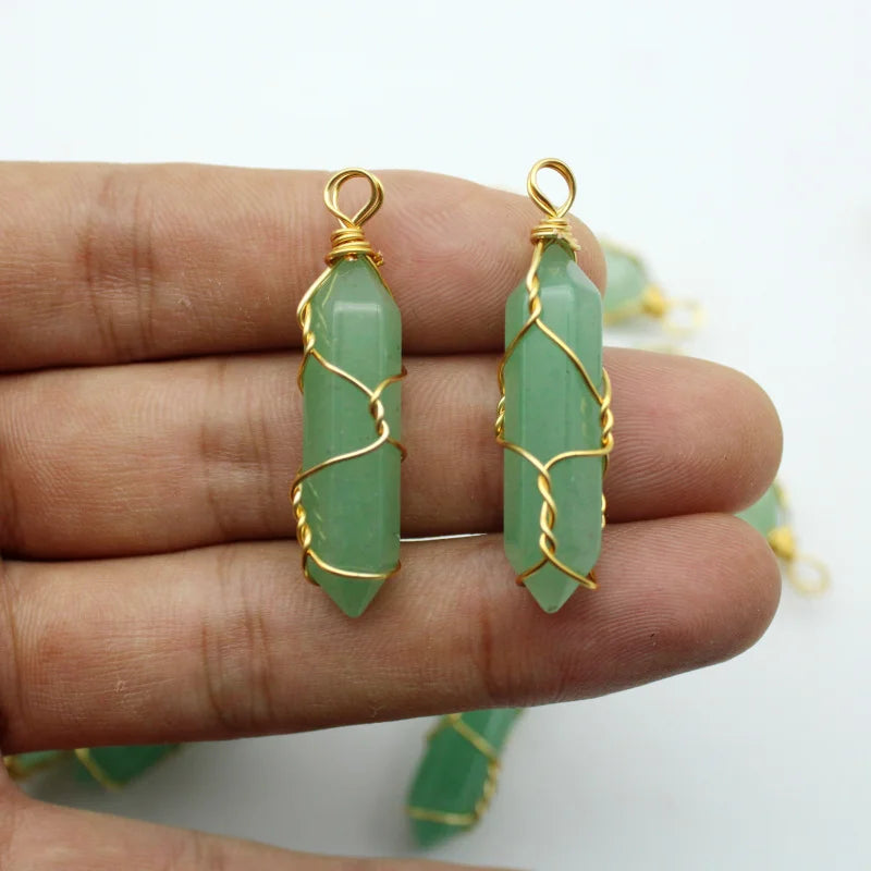 Crystal Glass-Stained Hexagonal Column Pendant