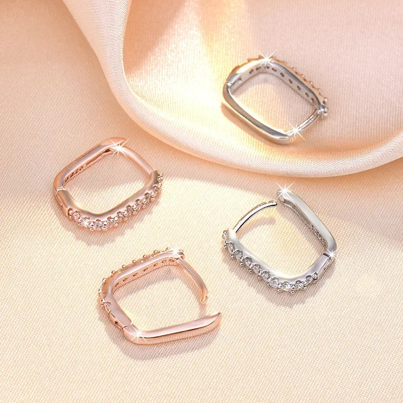 Silver Crystal Versatile Circle Hoop Earrings