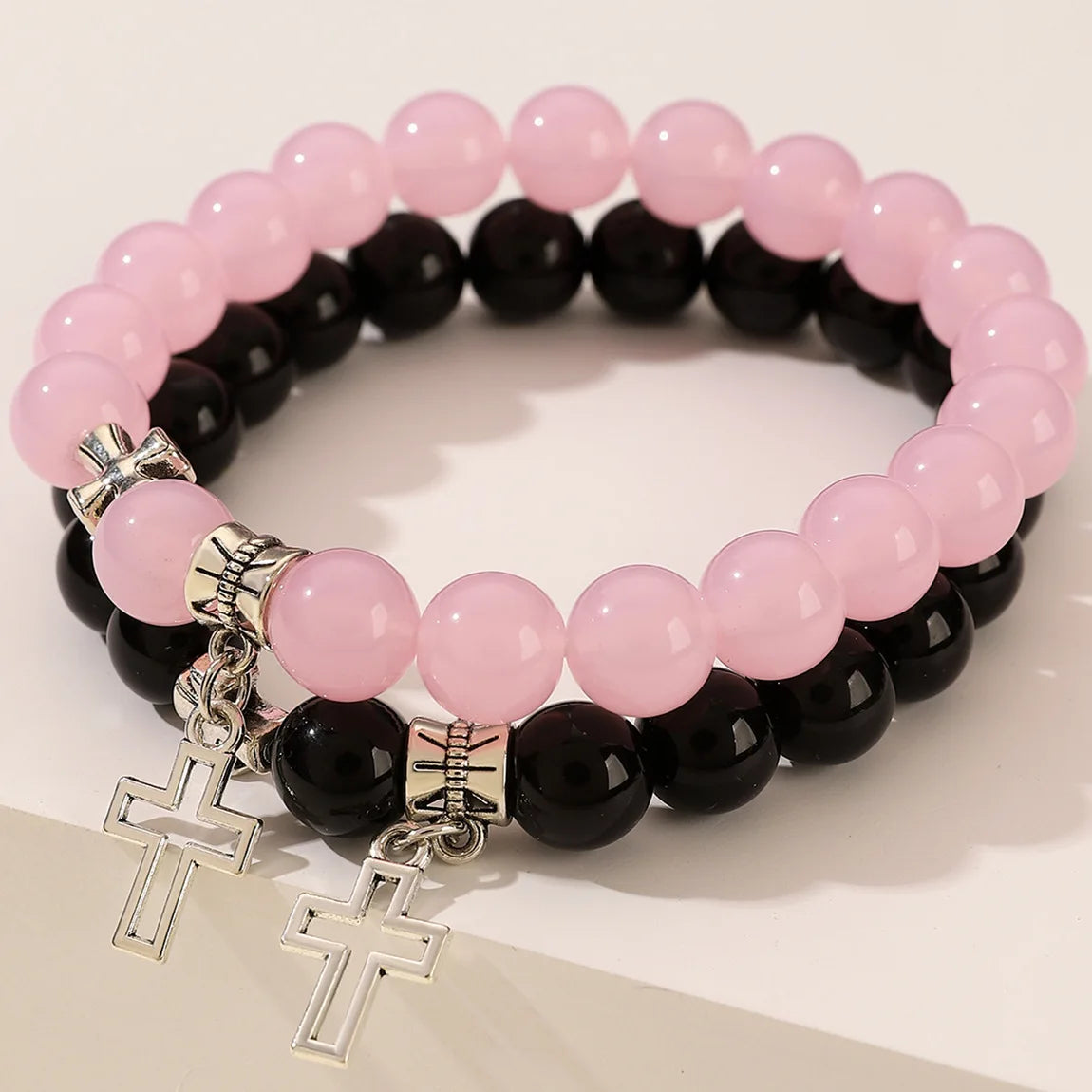 Kindred Spirit Twin 2Pcs/Set Natural Stone Cross Bracelets